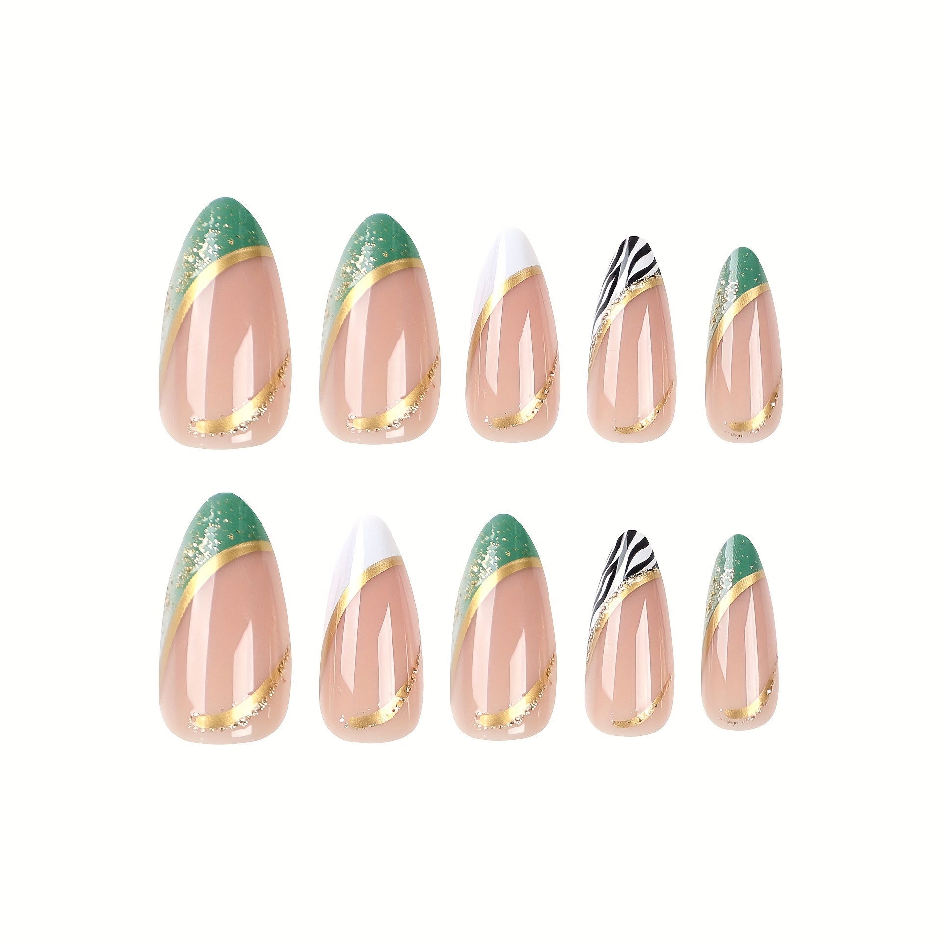 Medium Almond Zebra Print Design Nails