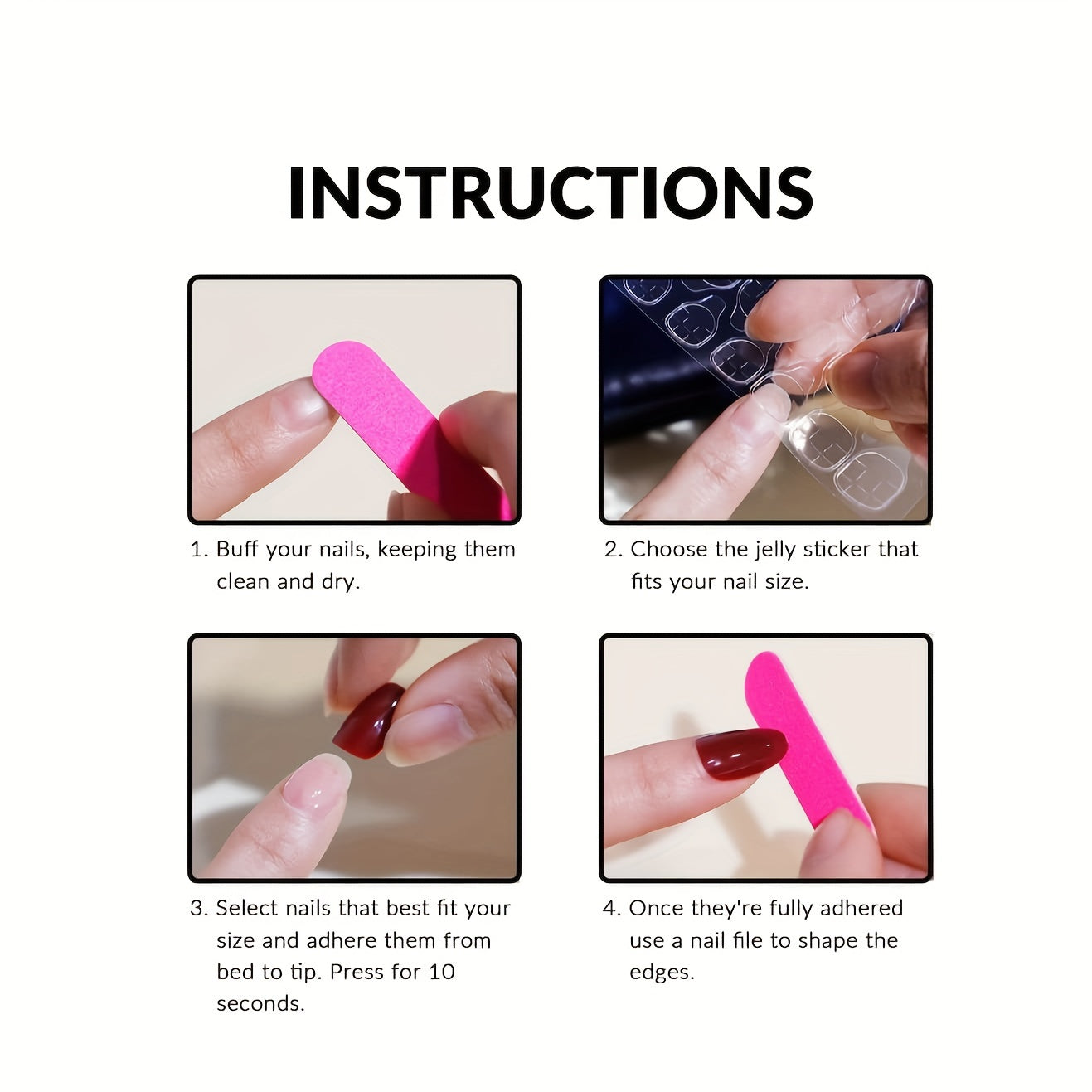 Medium Almond Shaped French White Edge Heart Nail Tips