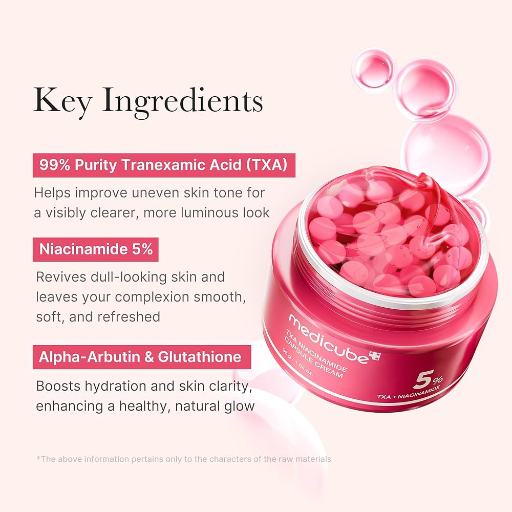 medicube TXA+Niacinamide Capsule Cream | Ideal for Use After Spot Care | For Uneven Skin Tone, Texture & Hydration | 99% Pure Tranexamic Acid | Korean Skincare