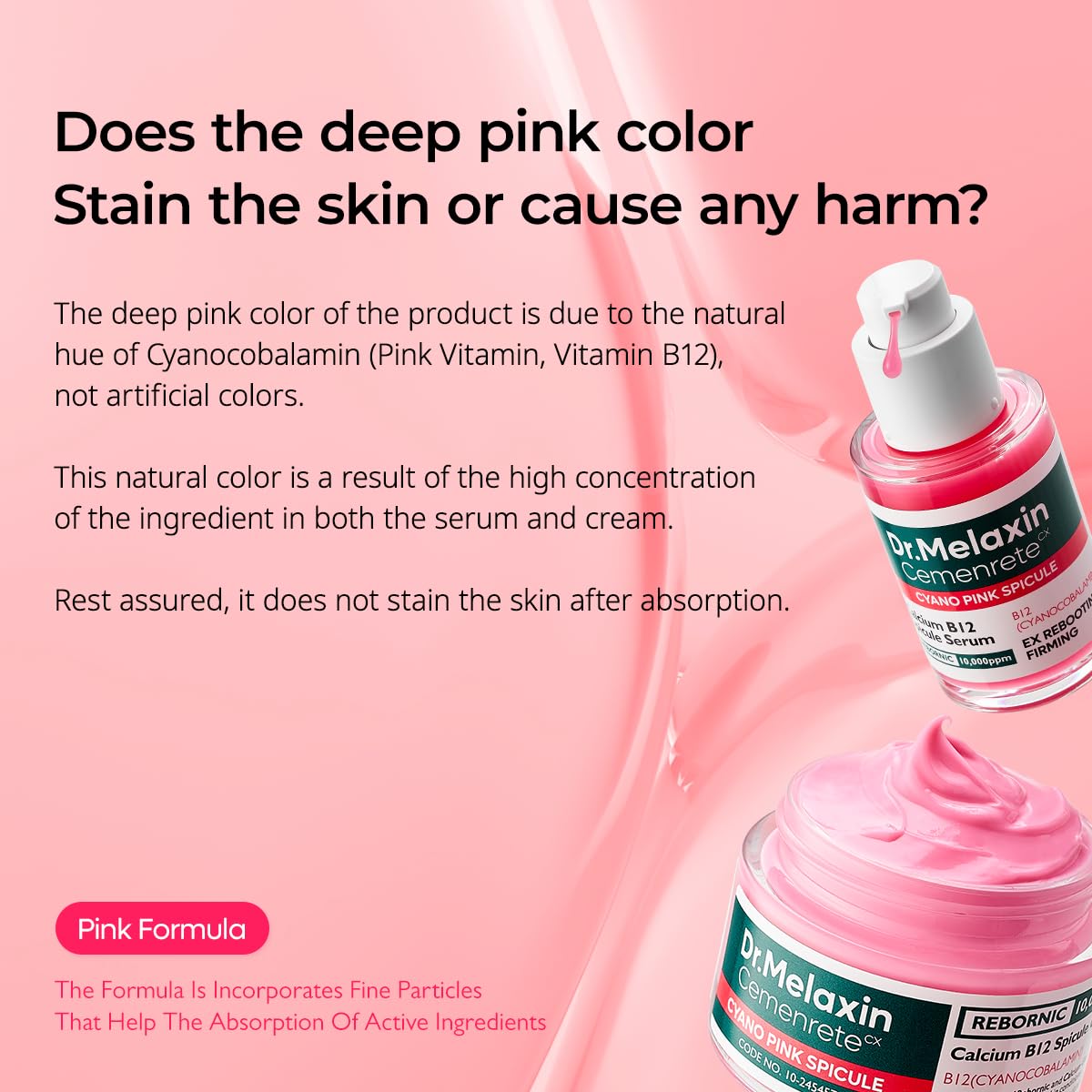 Dr.Melaxin Cemenrete Cyano Pink Spicule Cream with Calcium, Vitamin B12 for under eyes skin, Dark Circles, Fine Lines, Puffiness&Eye Bags Cream, 1.69 fl. oz.