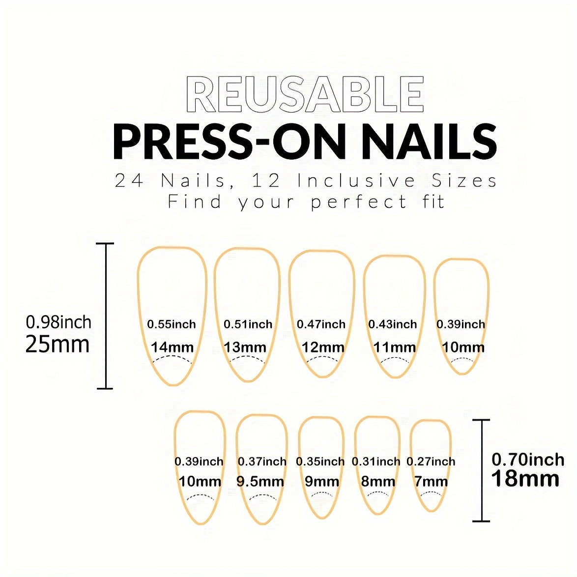 Medium Almond Shaped French White Edge Heart Nail Tips