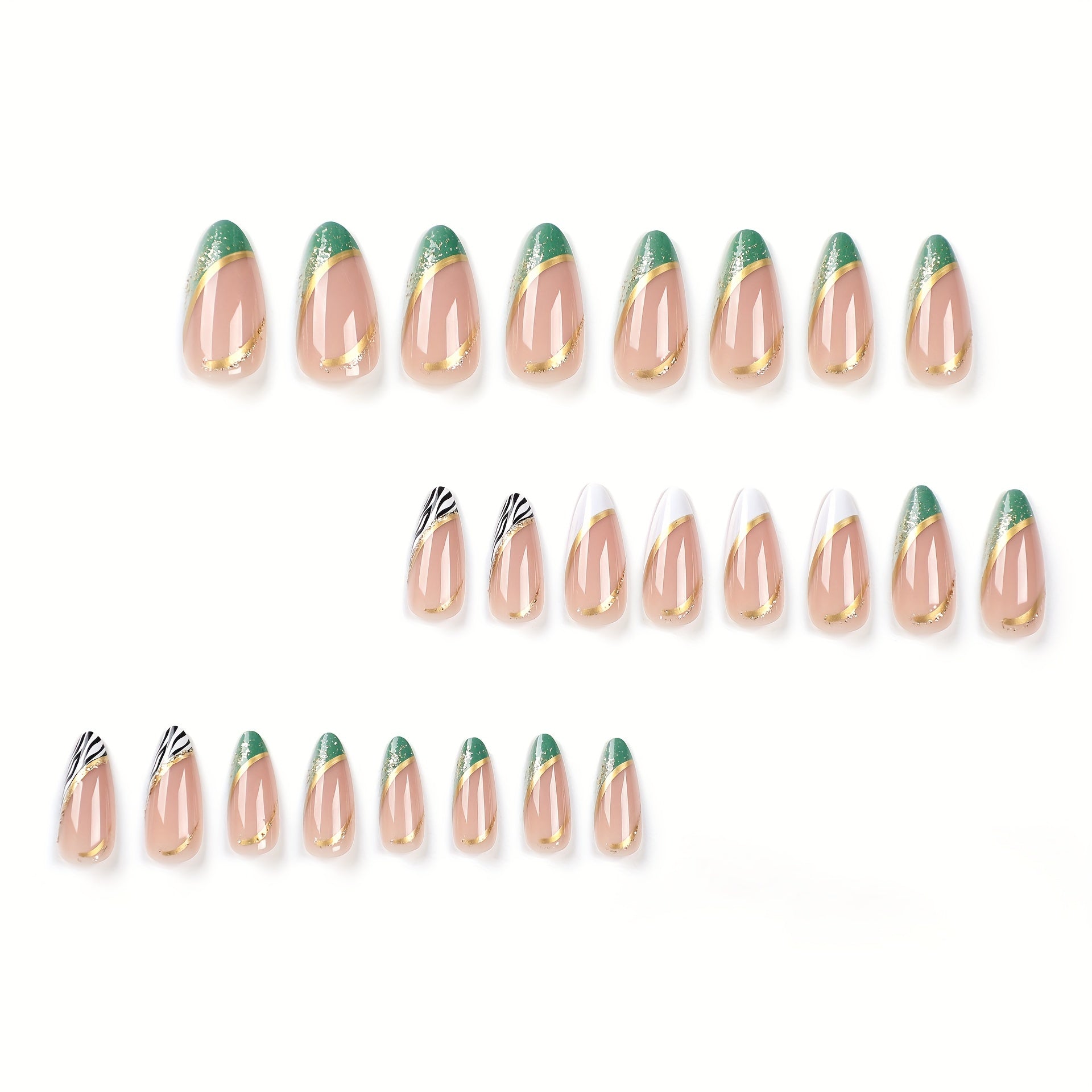 Medium Almond Zebra Print Design Nails