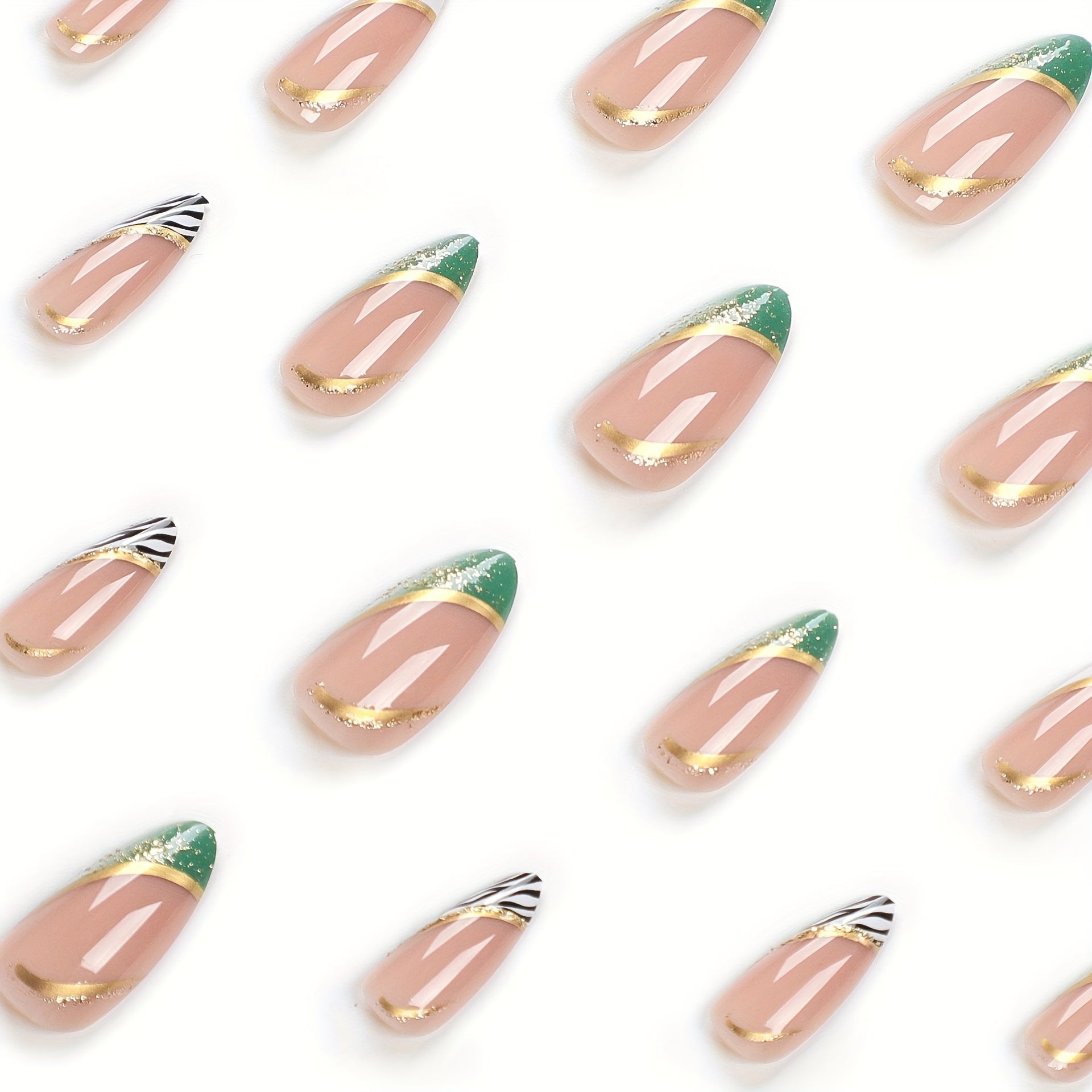 Medium Almond Zebra Print Design Nails