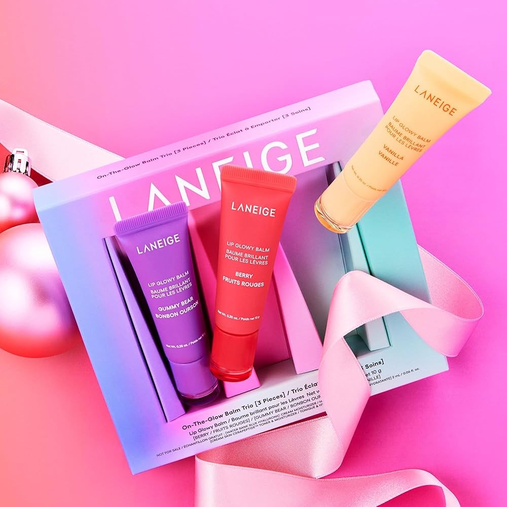 LANEIGE On-the-Glow Lip Balm Trio Pack β Hydrating |& Glossy