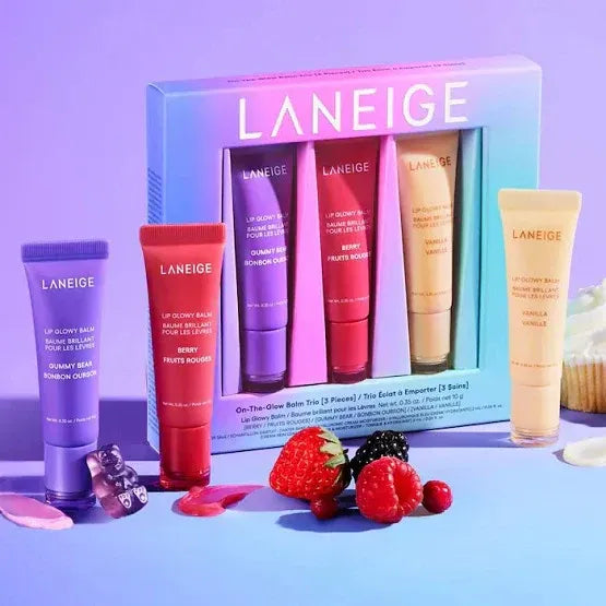 LANEIGE On-the-Glow Lip Balm Trio Pack β Hydrating |& Glossy