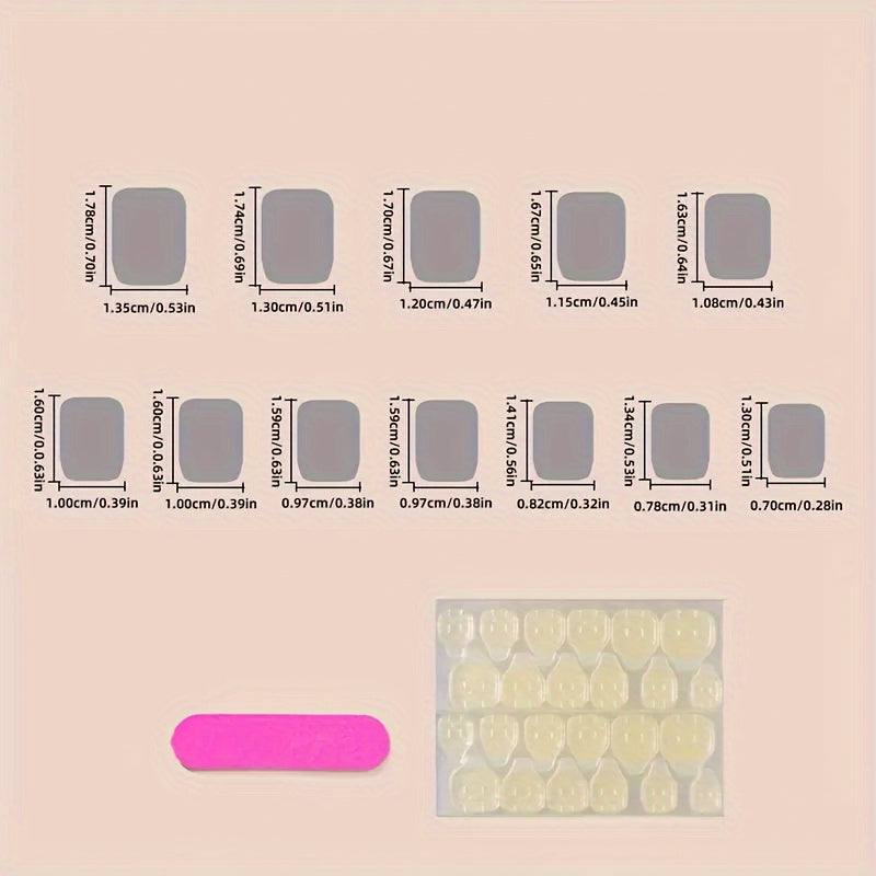 24pcs Snowfall Island Square Nail Art Press - 1pc of Tape & 1 Nail File