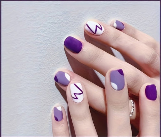 Purple Swirl Press-On Nails 24pcs