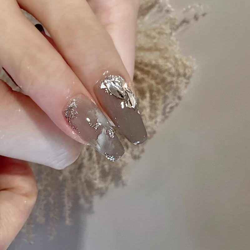 3D Crystal Glitter And Star Design Nails