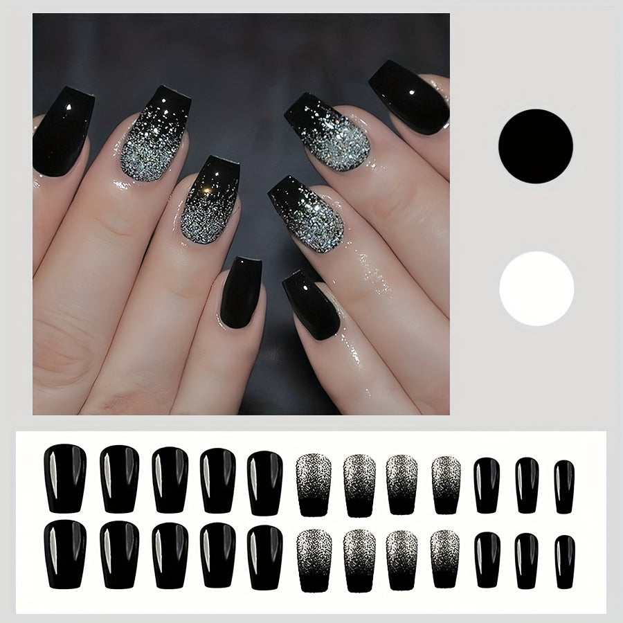 Glitter Short Coffin Nails