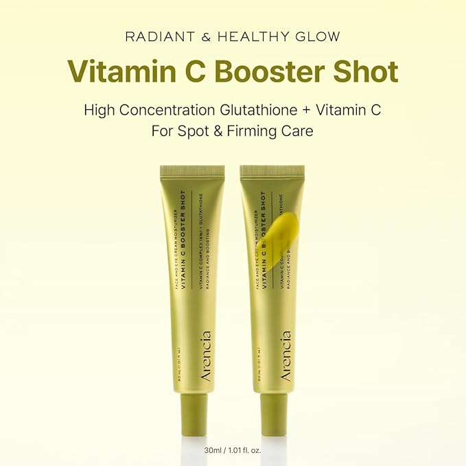 Arencia Vitamin C Booster Shot Serum with Glutathione, Niacinamide and Vitamin E for Dark Spot Care, Fine Lines & Wrinkles, Glass Skin, Korean Skincare 30ml