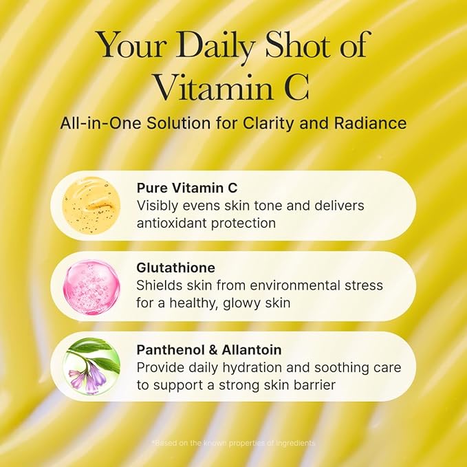 Arencia Vitamin C Booster Shot Serum with Glutathione, Niacinamide and Vitamin E for Dark Spot Care, Fine Lines & Wrinkles, Glass Skin, Korean Skincare 30ml
