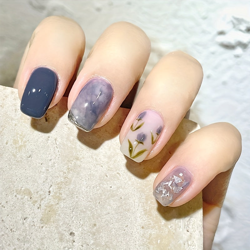 Tulips Pattern Square Nails