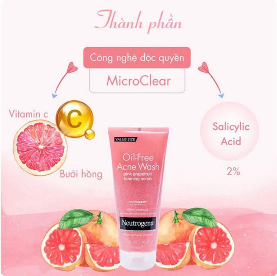 Neutrogena Oil-Free Acne Wash Foaming Scrub - Pink Grapefruit - Classy Touch Pk