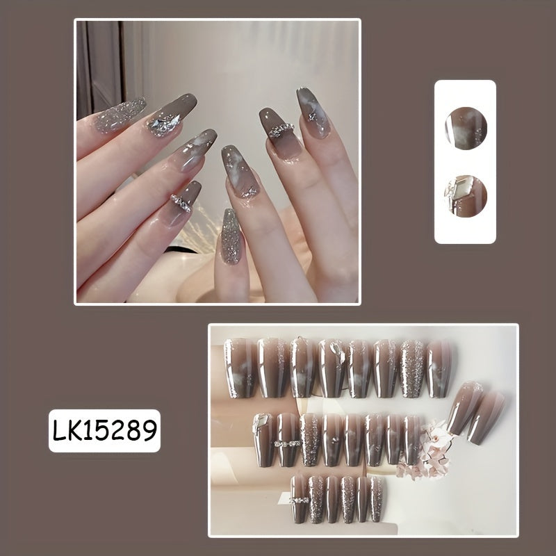 3D Crystal Glitter And Star Design Nails