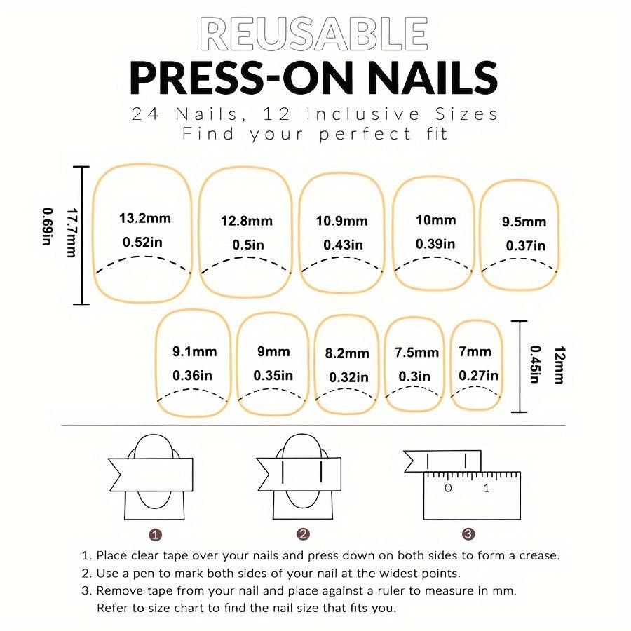 Short Square Heart Checkerboard Pattern Nails