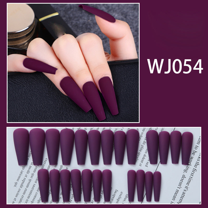 Matte Purple Long French False Nails